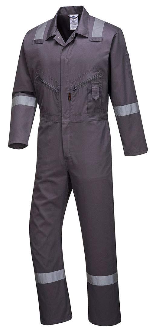 imagePortwest C814 Iona Cotton Heavy Duty Work Overalls with Reflective Safety Tape Navy 4XLGray