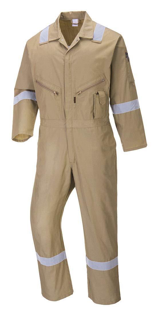 imagePortwest C814 Iona Cotton Heavy Duty Work Overalls with Reflective Safety Tape Navy 4XLKhaki