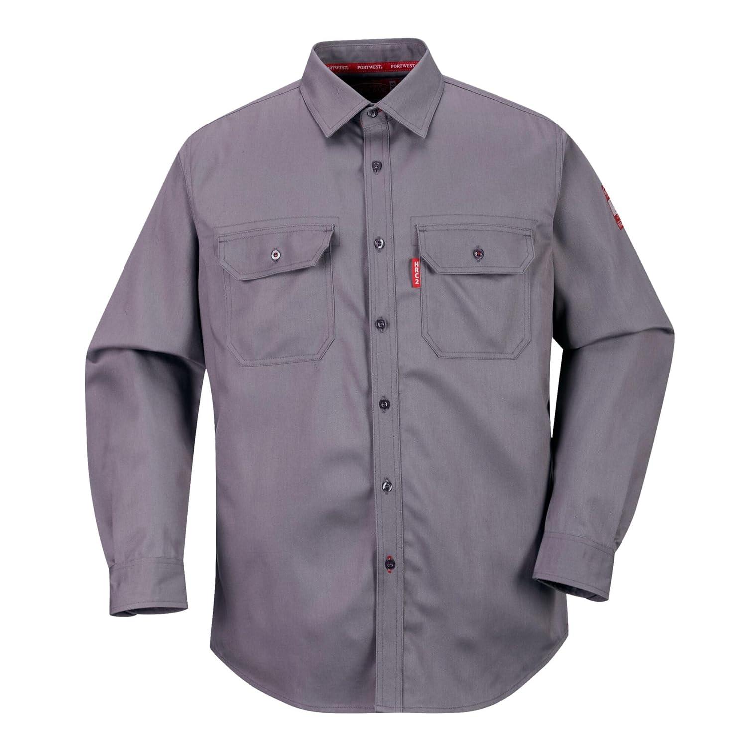 imagePortwest FR89 Fire Resistant Safety Work Shirt in FR Bizflame 8812 ASTM NFPA Gray 3 XLGrey