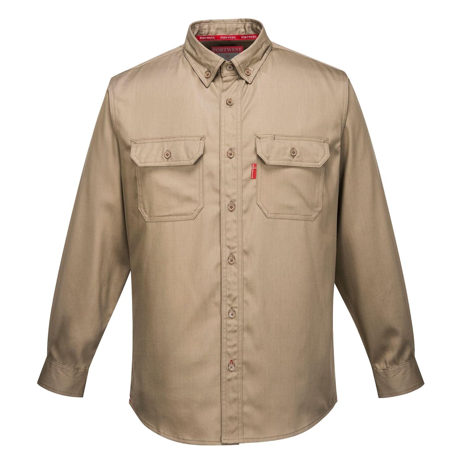 imagePortwest FR89 Fire Resistant Safety Work Shirt in FR Bizflame 8812 ASTM NFPA Gray 3 XLKhaki