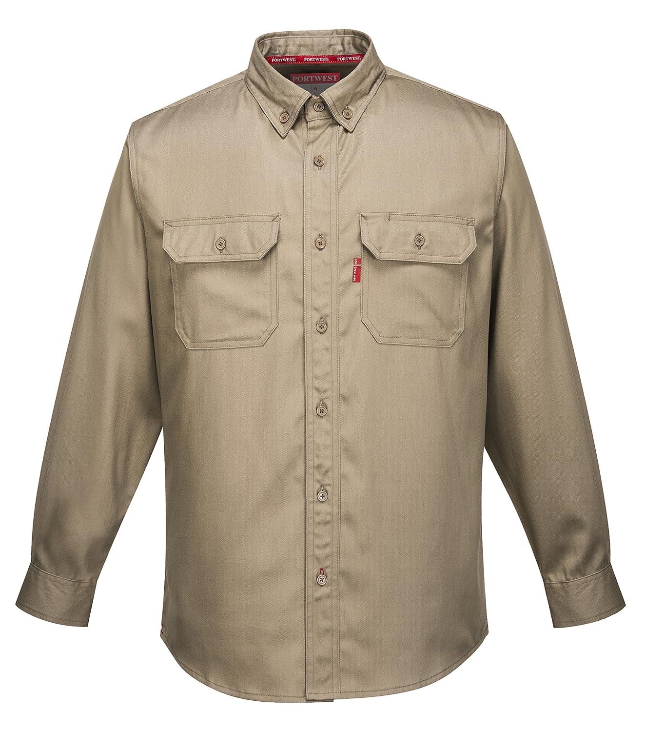 imagePortwest FR89 Fire Resistant Safety Work Shirt in FR Bizflame 8812 ASTM NFPA Gray 3 XLKhaki