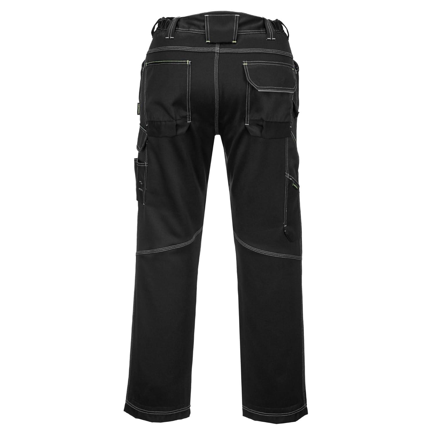 imagePortwest PW380 Womens Work Pants Stretch Fabric PW3 Workwear Utility Safety Pants with Knee Pad Pockets Black 32