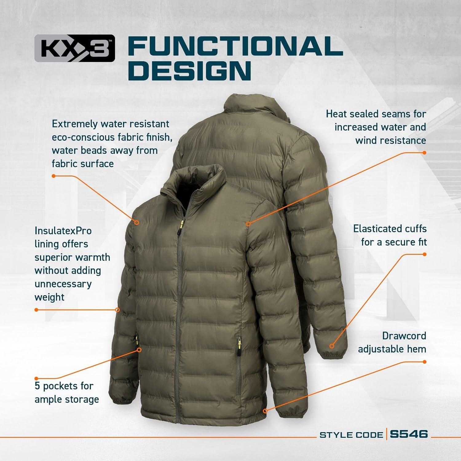 imagePortwest S546 Mens KX3 Insulated Winter Jacket Water and Wind Resistant Ultrasonic Tunnel Jacket