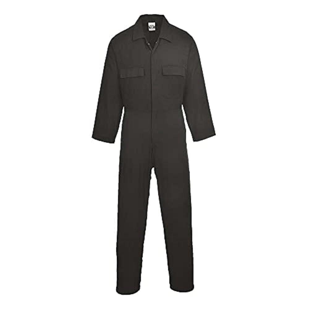 imagePortwest S998 Mens Work Coveralls 100 Cotton Protective Overalls Durable Workwear Boiler Suit for Mechanics Warehouse Garages DIY Black XLargeBlack