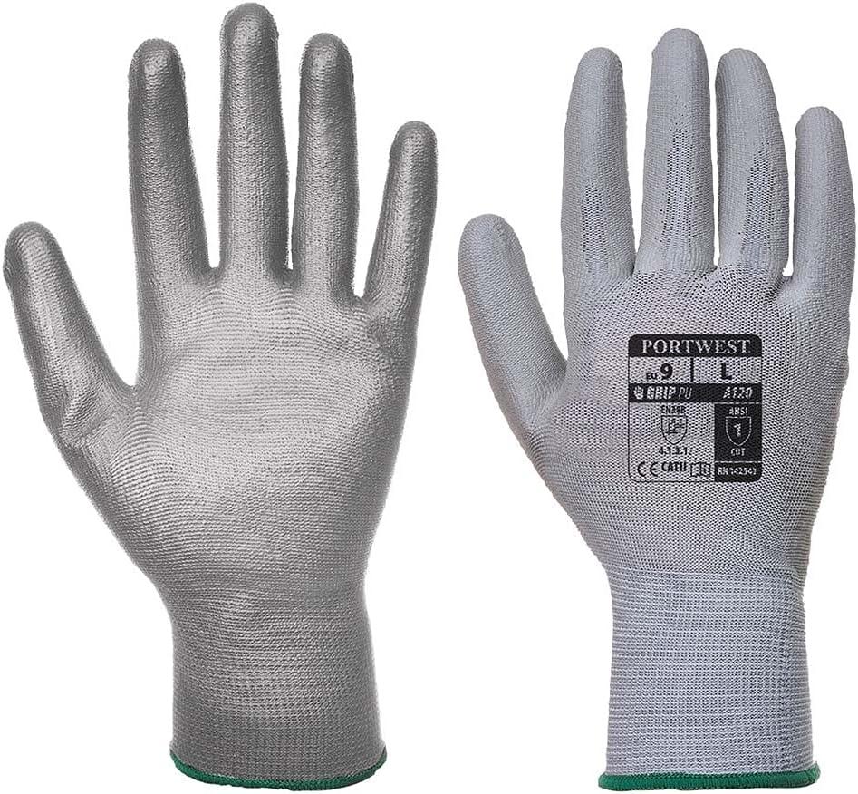 imagePortwest Vending PU Palm Handling Work Protective Safety Grip Resistant ANSI 105 Gray X SmallGray