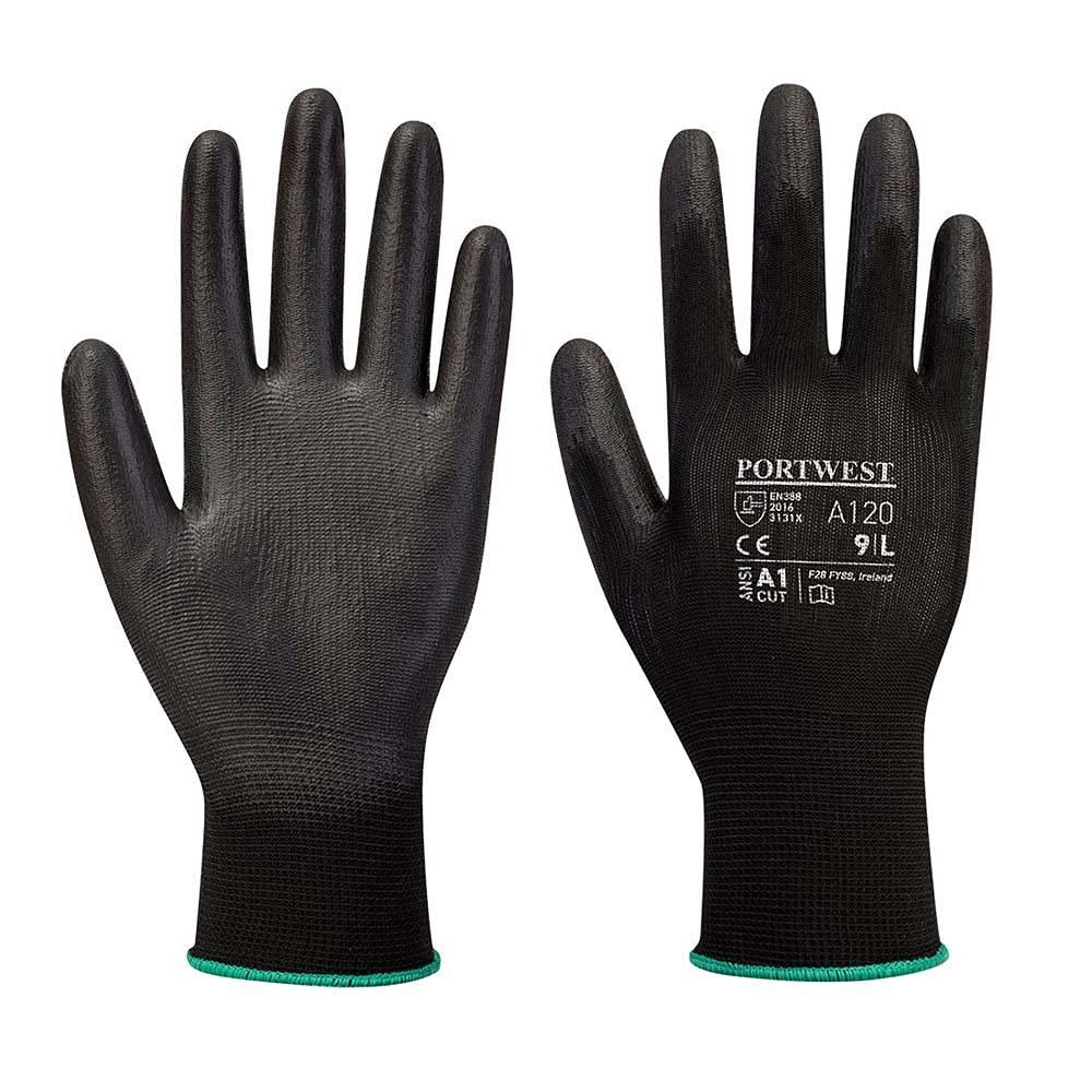 imagePortwest A120 Vending Handling Work Safety Glove with Protective PU Palm Grip Black LargeBlack