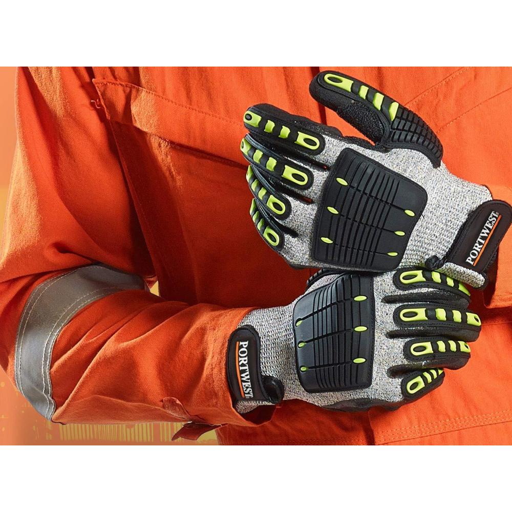 imagePortwest A722 Anti Impact Safety Work Gloves Cut Resistant and Impact Reducing Protective Gloves GrayBlack GreyBlack LargeXLarge