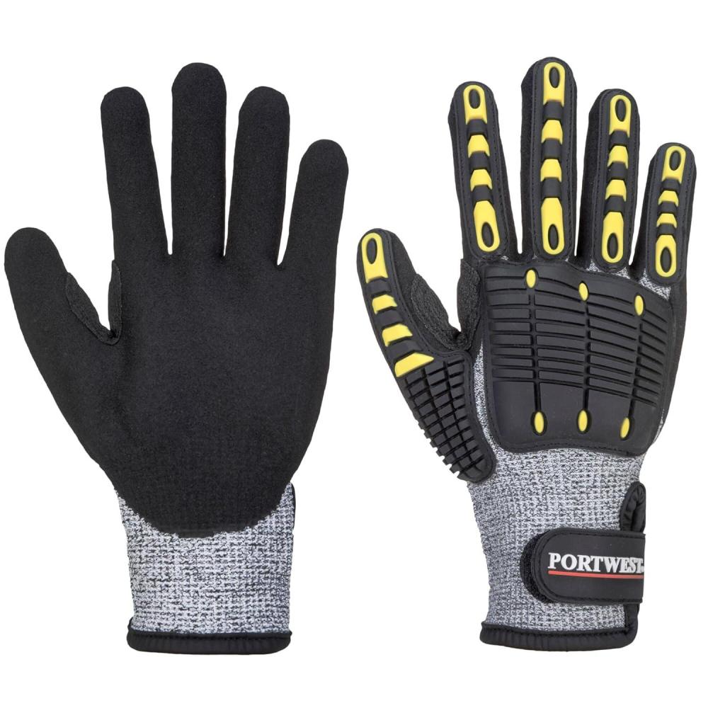 imagePortwest A722 Anti Impact Safety Work Gloves Cut Resistant and Impact Reducing Protective Gloves GrayBlack GreyBlack LargeXXLarge