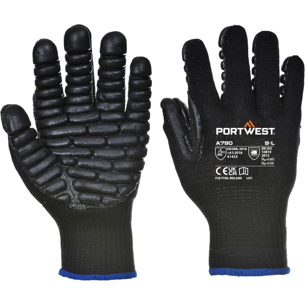 imagePortwest A790 Safety Shock Absorbing Glove with Anti Vibration Palm Pods ANSI LargeXLarge