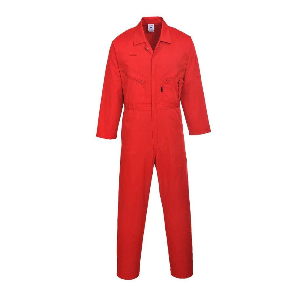imagePortwest C813 Mens Work Coveralls  Liverpool Lightweight Polycotton Safety Coverall with Zip and Pockets Graphite Grey XLargeRed