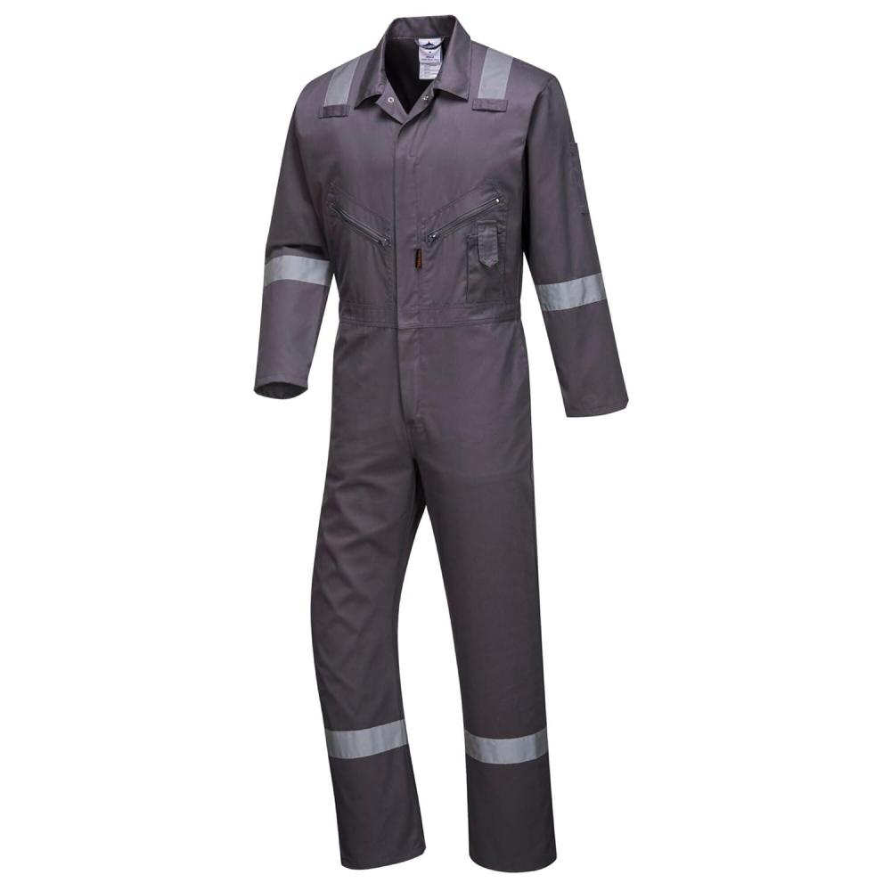 imagePortwest C814 Iona Cotton Heavy Duty Work Overalls with Reflective Safety Tape Navy 4XLGray