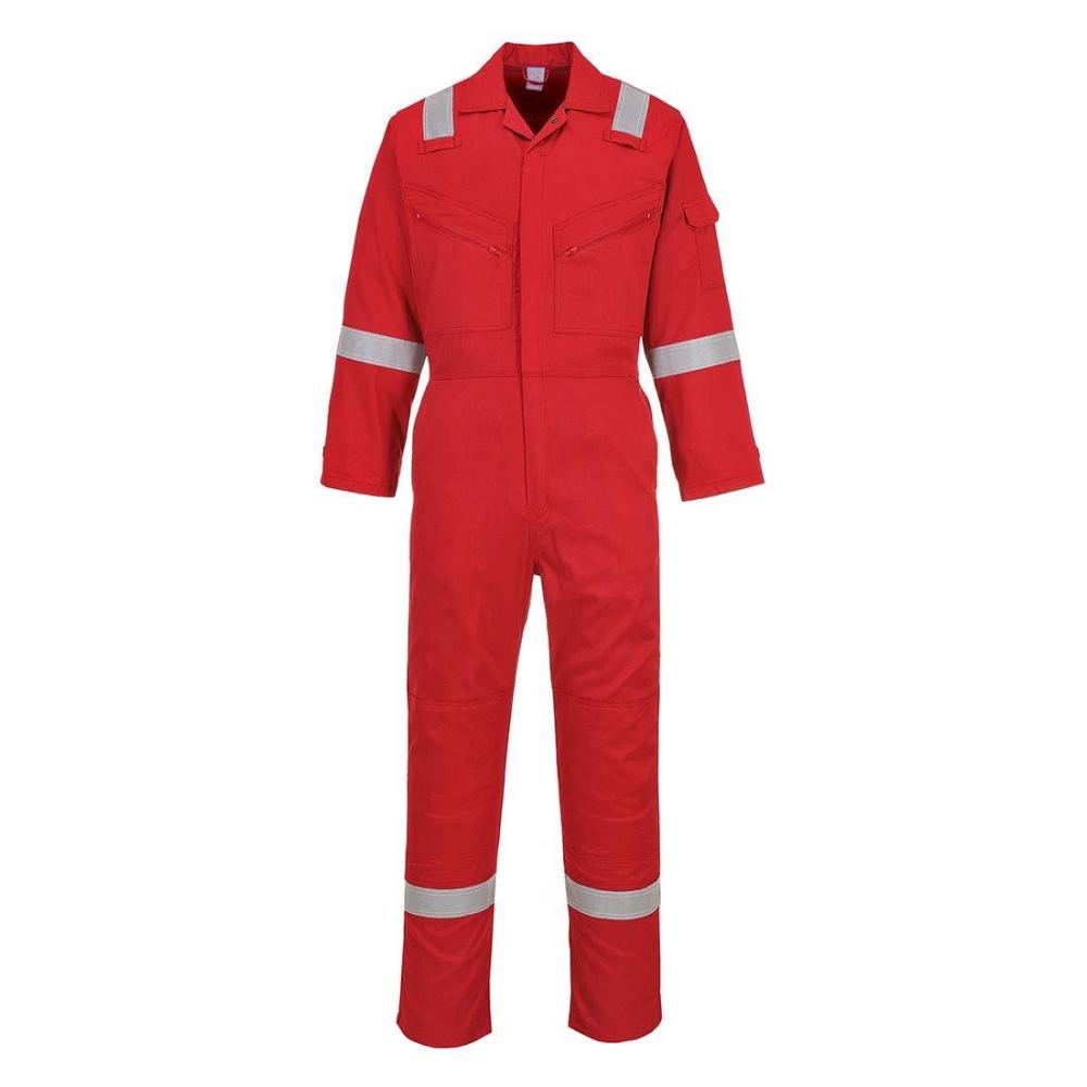 imagePortwest C814 Iona Cotton Heavy Duty Work Overalls with Reflective Safety Tape Navy 4XLRed