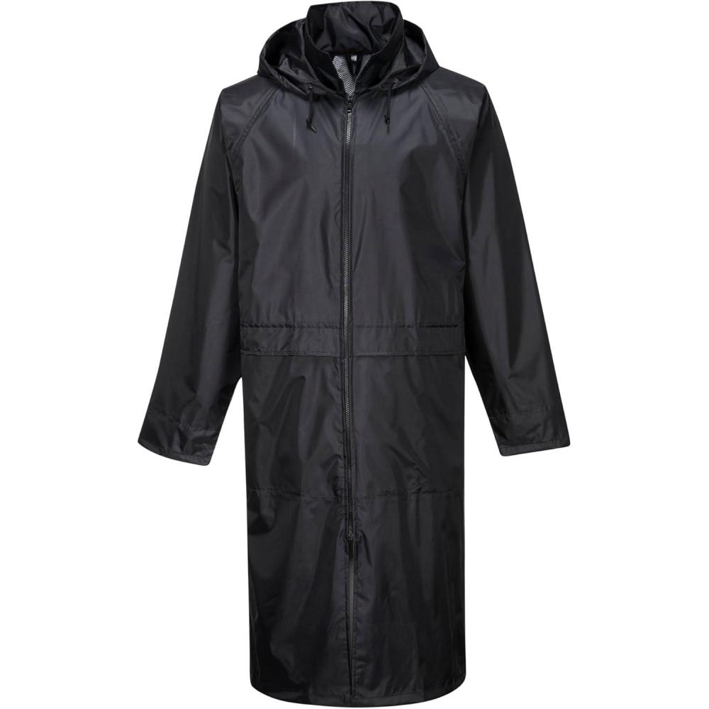 imagePortwest Classic Rain Coat Adult Waterproof Long Protection Hooded Work Wear TrenchBlack