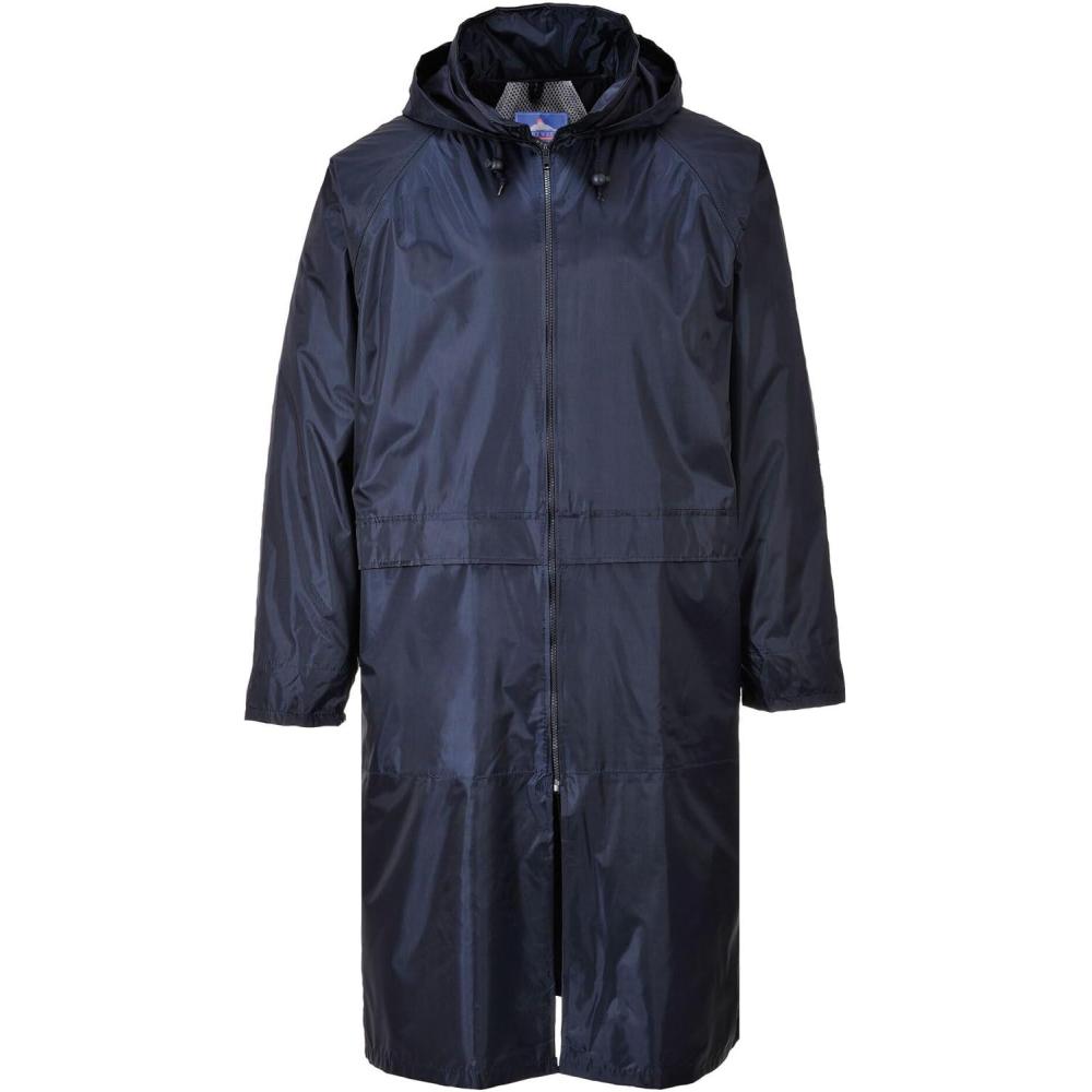 imagePortwest Classic Rain Coat Adult Waterproof Long Protection Hooded Work Wear TrenchNavy