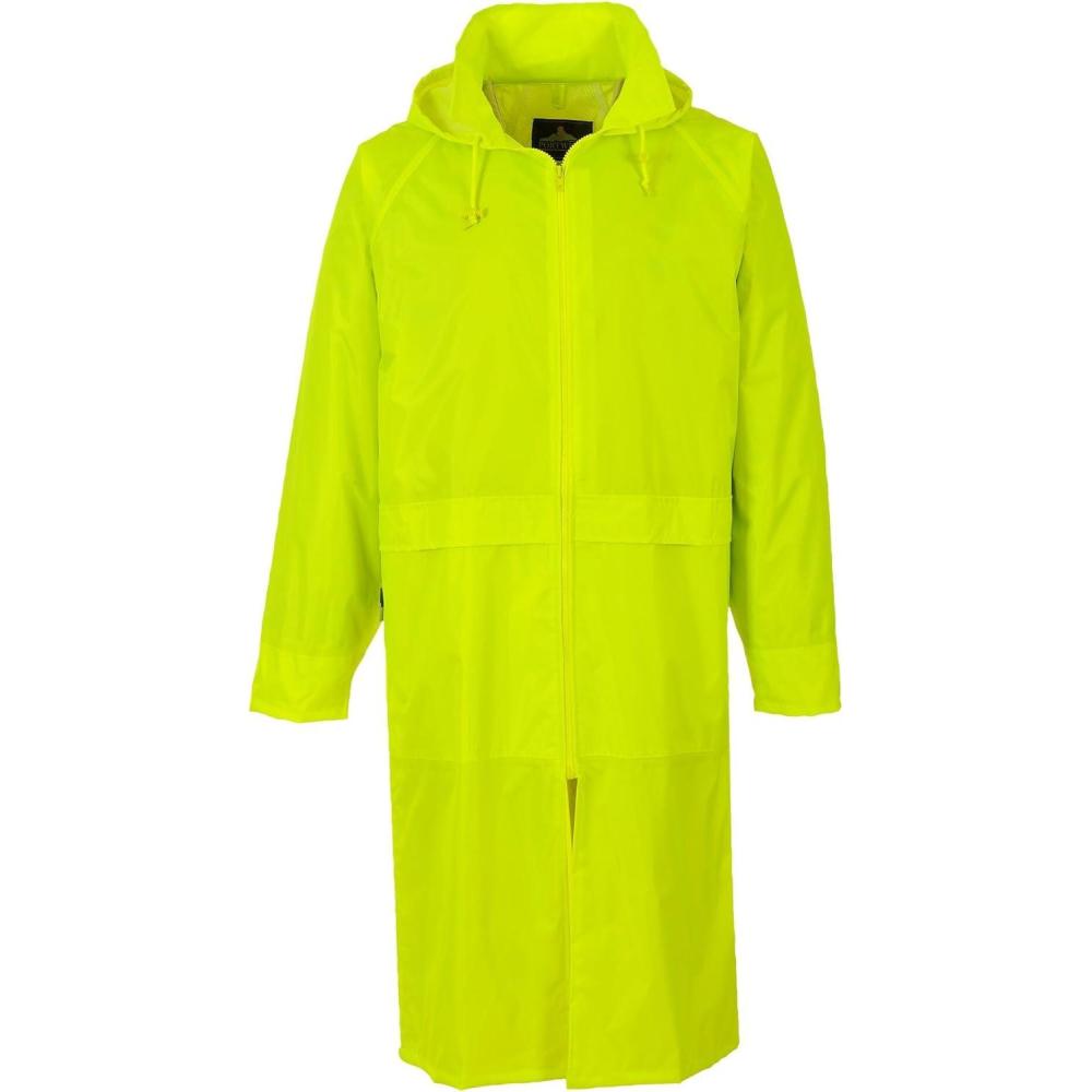 imagePortwest Classic Rain Coat Adult Waterproof Long Protection Hooded Work Wear TrenchYellow