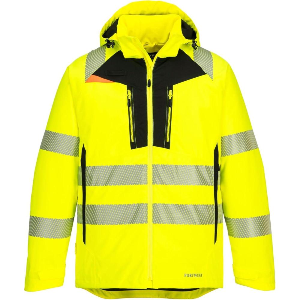 imagePortwest DX461 Mens DX4 Waterproof Hi Vis Winter Jacket Safety Workwear Hooded with PocketsYellowBlack