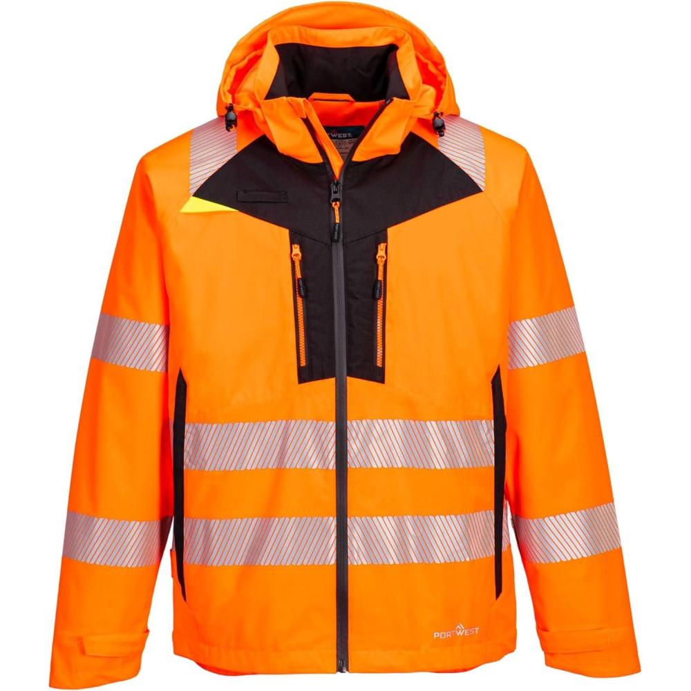 imagePortwest DX462 Mens DX4 Waterproof Hi Vis Rain Jacket Safety Workwear Hooded with PocketsOrange