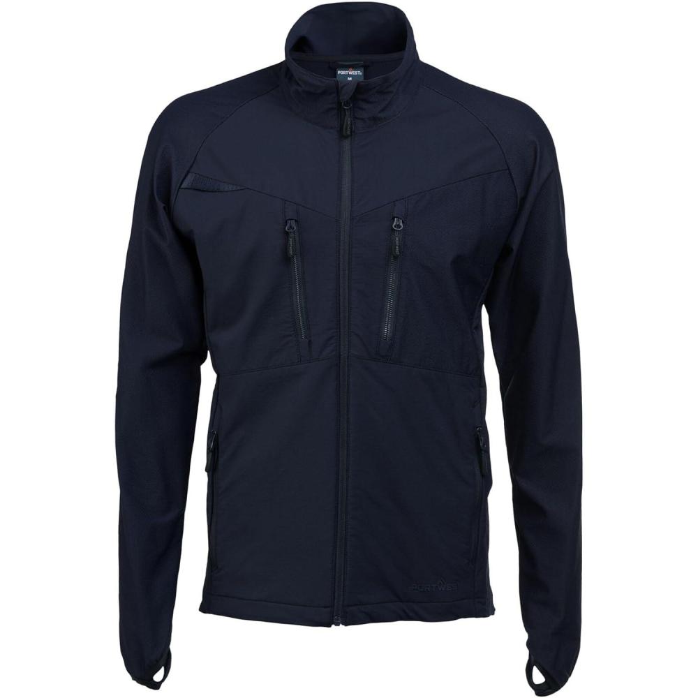 imagePortwest DX480 Mens Full Zip Soft Shell Jacket Lightweight Mid Layer Work JacketAll Navy