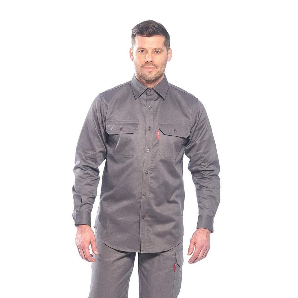 imagePortwest FR89 Fire Resistant Safety Work Shirt in FR Bizflame 8812 ASTM NFPA Gray 3 XLGrey