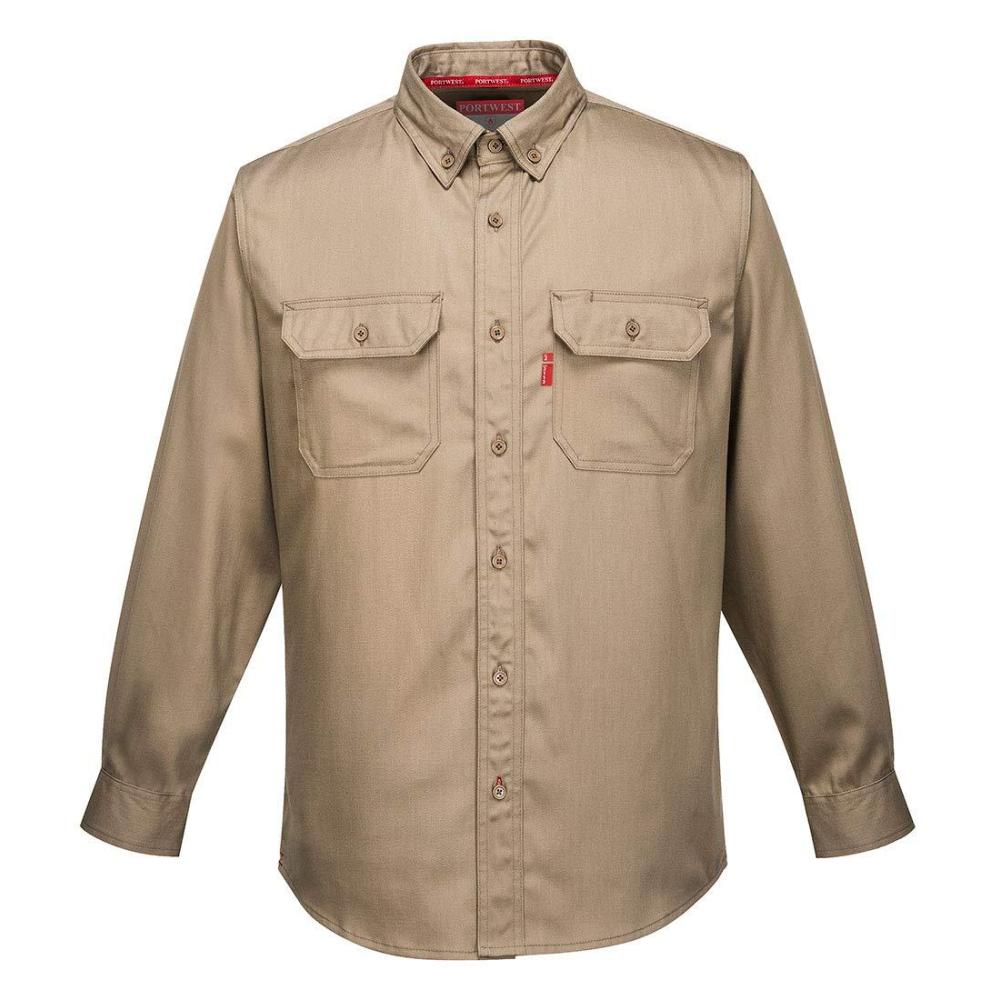 imagePortwest FR89 Fire Resistant Safety Work Shirt in FR Bizflame 8812 ASTM NFPA Gray 3 XLKhaki
