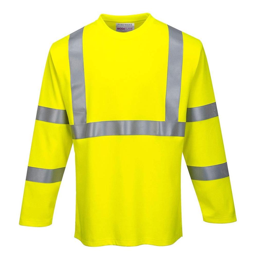 imagePortwest FR96 FR Long Sleeve Safety Work T Shirt in Reflective Hi Vis ASTM ANSI 4XLYellow