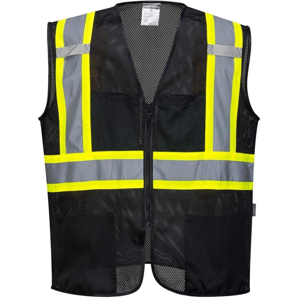 imagePortwest Iona Tampa Mesh Vest Work Safety Protective Clothing Vest Pocket Adjustable StrapBlack