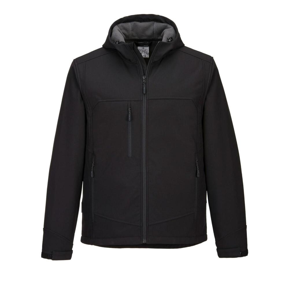 imagePortwest KX362 Mens Waterproof Softshell Jacket  KX3 Workwear Windproof Hooded Jacket Black XLargeBlack