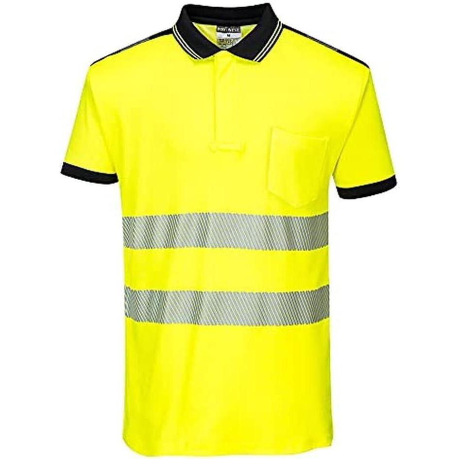 imagePortwest PW3 HiVis Polo Shirt SS T180 YellowBlack Medium