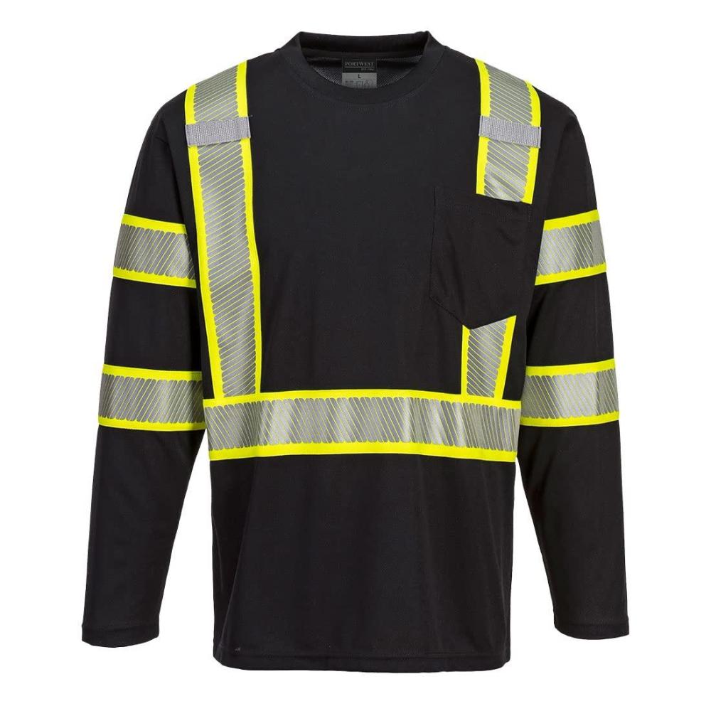 imagePortwest S346 Iona Plus Long Sleeve Reflective TShirt Black 3XLarge