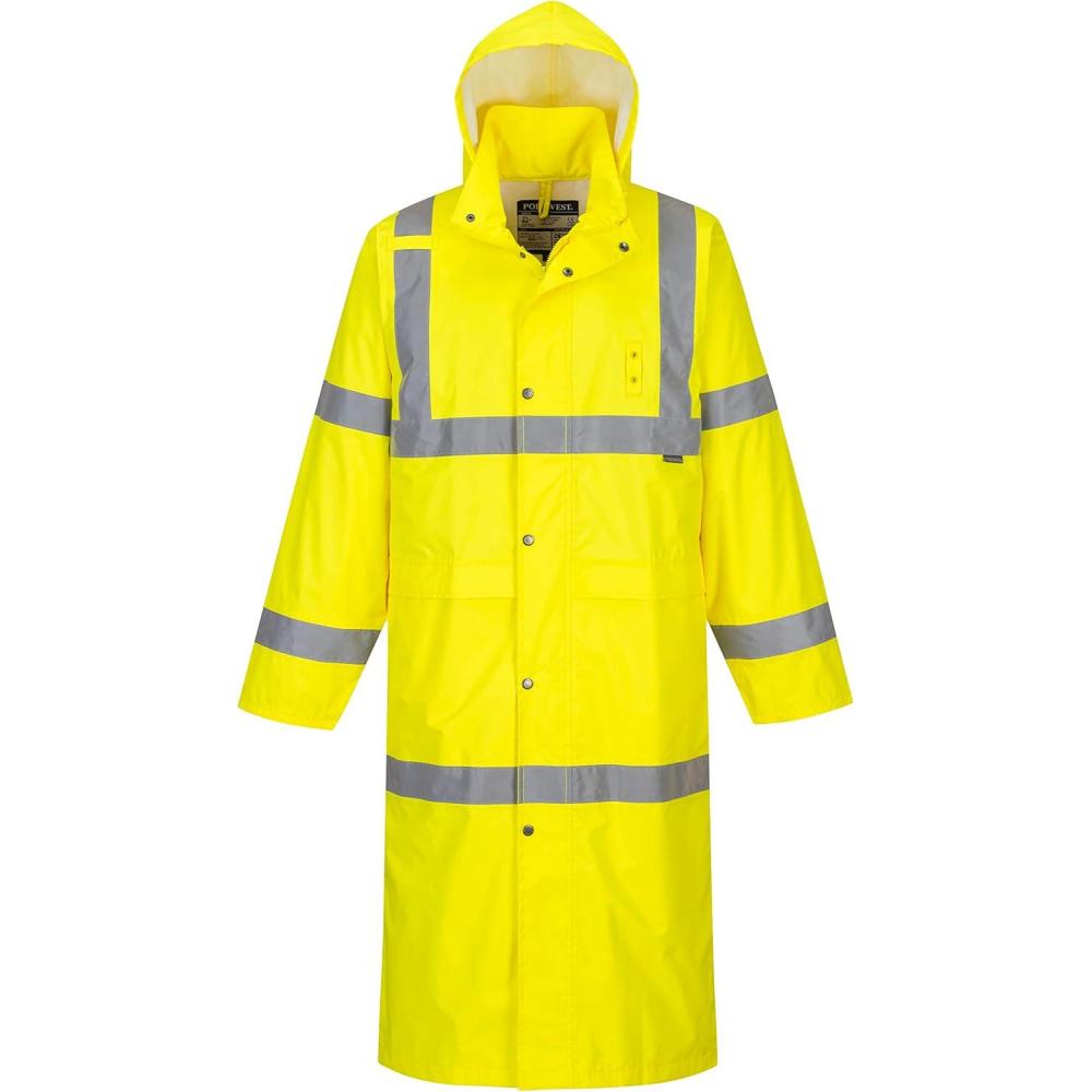 imagePortwest UH445 Mens Classic Raincoat Waterproof Hi Vis Reflective Long Rain Jacket ANSI Class 3 YellowYellow