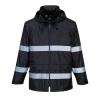 imagePortwest F440 Mens Hi Vis Waterproof Hooded Rain Jacket  Classic Iona Reflective Rain Coat Black SmallBlack