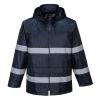 imagePortwest F440 Mens Hi Vis Waterproof Hooded Rain Jacket  Classic Iona Reflective Rain Coat Black SmallNavy