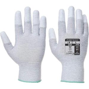 Portwest A198 Antistatic Safety Glove with PU Non Slip Fingertip Coating ANSI, Small(Small)