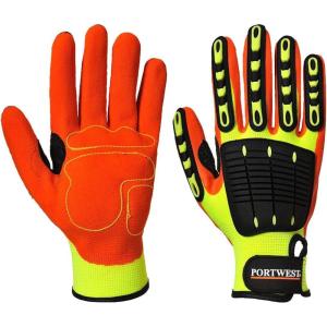 Portwest A721 Anti Impact Safety Work Gloves – Lightweight Nitrile Grip Impact Reducing Protective Work Gloves Yellow/Orange