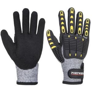 Portwest A722 Anti Impact Safety Work Gloves – Cut Resistant and Impact Reducing Protective Gloves Gray/Black Grey/Black, Large(XX-Large)