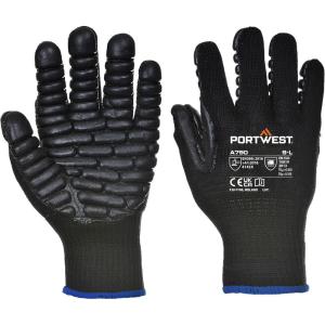 Portwest A790 Safety Shock Absorbing Glove with Anti Vibration Palm Pods ANSI, Large(Medium)