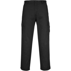 Portwest C701 Workwear Cargo Pants in Protective Polycotton with 6 Pockets, Black, 34T