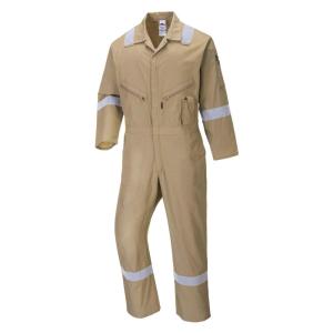 Portwest C814 Iona Cotton Heavy Duty Work Overalls with Reflective Safety Tape, Navy, 4XL(Khaki)