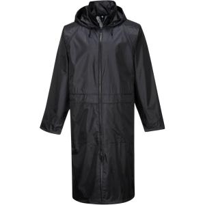 Portwest Classic Rain Coat Adult Waterproof Long Protection Hooded Work Wear Trench(Black)