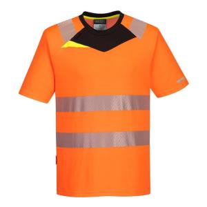 Portwest DX413 Men’s DX4 Hi Vis Safety T-Shirt – Short Sleeve Reflective Slim Fit Design Yellow/Black, 5X-Large(Orange/Black)