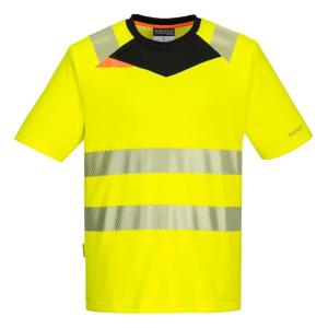 Portwest DX413 Men’s DX4 Hi Vis Safety T-Shirt – Short Sleeve Reflective Slim Fit Design Yellow/Black, 5X-Large(Yellow/Black)