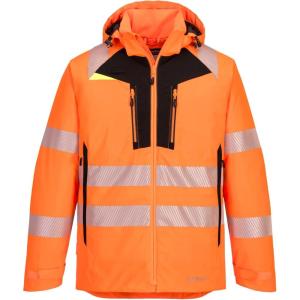 Portwest DX461 Men’s DX4 Waterproof Hi Vis Winter Jacket Safety Workwear Hooded with Pockets(Orange/Black)