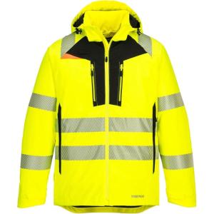Portwest DX461 Men’s DX4 Waterproof Hi Vis Winter Jacket Safety Workwear Hooded with Pockets(Yellow/Black)