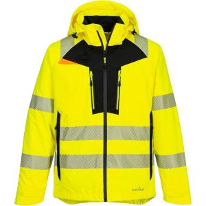 Portwest DX462 Men’s DX4 Waterproof Hi Vis Rain Jacket Safety Workwear Hooded with Pockets(Yellow)