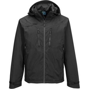 Portwest DX463 Men’s DX4 Waterproof Rain Jacket Hooded with Pockets(All Black)