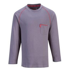 Portwest FR01 Mens Flame Resistant Bizflame Long Sleeved Crew Neck T Shirt ASTM, Gray, 5XL(Gray)