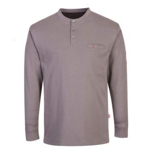 Portwest FR32 Flame Resistant Antistatic Henley Sweatshirt Gray, X-Large(Grey)