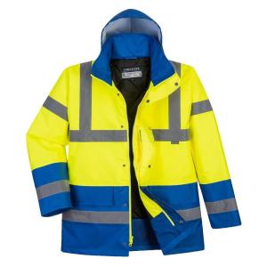 Portwest Hi-Vis Contrast Traffic Jacket Viz Insulated Safety Visability Work Wear Rain ANSI 3, YellowBlack, X Large(Yellow/Royal)