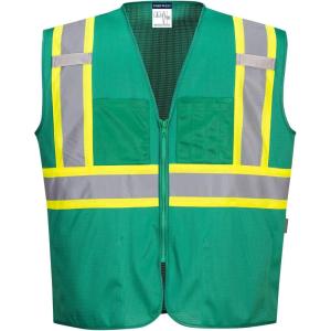 Portwest Iona Tampa Mesh Vest Work Safety Protective Clothing Vest Pocket Adjustable Strap(Bottle Green)