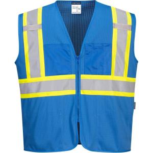Portwest Iona Tampa Mesh Vest Work Safety Protective Clothing Vest Pocket Adjustable Strap(Royal)